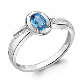Серебряное кольцо AQUAMARINE А6942605А с топазом и фианитом А6942605А фото