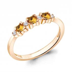 Кольцо из золочёного серебра AQUAMARINE А6942706А-п с фианитом и цитрином А6942706А-п фото