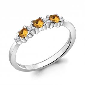 Серебряное кольцо AQUAMARINE А6942706А с фианитом и цитрином А6942706А фото
