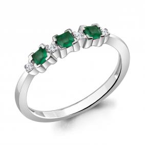 Серебряное кольцо AQUAMARINE А6942709А с фианитом и агатом А6942709А фото