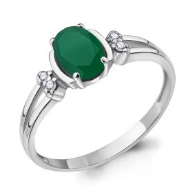 Серебряное кольцо AQUAMARINE А6943109А с фианитом и агатом А6943109А фото