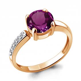 Кольцо из золочёного серебра AQUAMARINE А6943884А-п с фианитом и аметистом А6943884А-п фото