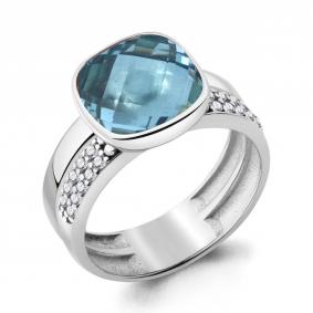 Серебряное кольцо AQUAMARINE А6944388А с фианитом и турмалином А6944388А фото