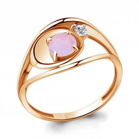 Кольцо из золочёного серебра AQUAMARINE А69444606А-п с фианитом и опалом А69444606А-п фото