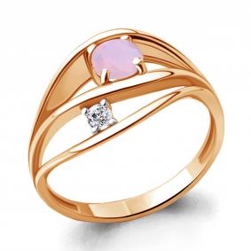 Кольцо из золочёного серебра AQUAMARINE А69445606А-п с фианитом и опалом А69445606А-п фото