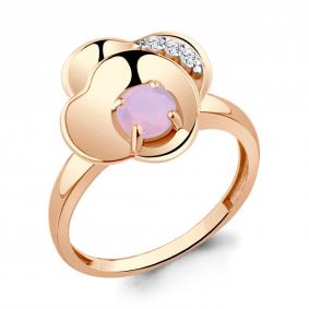 Кольцо из золочёного серебра AQUAMARINE А69449606А-п с фианитом и опалом А69449606А-п фото