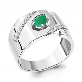 Серебряное кольцо AQUAMARINE А6945409А с фианитом и агатом А6945409А фото