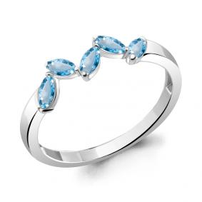 Серебряное кольцо AQUAMARINE А6945605 с топазом А6945605 фото