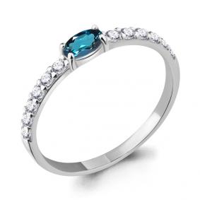 Серебряное кольцо AQUAMARINE А6946308А с фианитом и Лондон топазом А6946308А фото