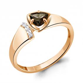 Кольцо из золочёного серебра AQUAMARINE А6946601А-п с фианитом и кварцем А6946601А-п фото