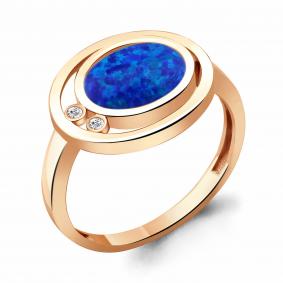 Кольцо из золочёного серебра AQUAMARINE А6949595А-п с фианитом и опалом А6949595А-п фото