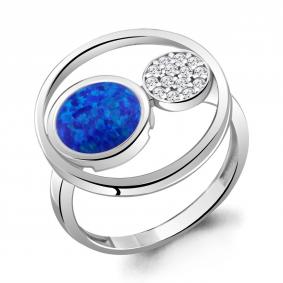 Серебряное кольцо AQUAMARINE А6950095А с фианитом и опалом А6950095А фото