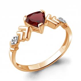Кольцо из золочёного серебра AQUAMARINE А6950803А-пк с фианитом и гранатом А6950803А-пк фото