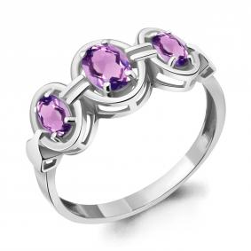 Серебряное кольцо AQUAMARINE А6950904 с аметистом А6950904 фото