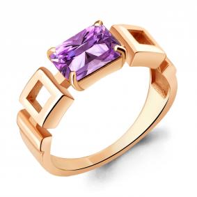 Кольцо из золочёного серебра AQUAMARINE А6951684-п с аметистом А6951684-п фото