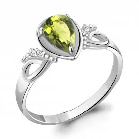 Серебряное кольцо AQUAMARINE А6951807А с фианитом и хризолитом А6951807А фото