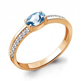 Кольцо из золочёного серебра AQUAMARINE А6953005А-п с топазом и фианитом А6953005А-п фото