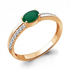 Кольцо из золочёного серебра AQUAMARINE А6953009А-п с фианитом и агатом А6953009А-п фото