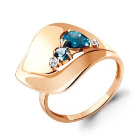 Кольцо из золочёного серебра AQUAMARINE А6953108А-п с фианитом и Лондон топазом А6953108А-п фото