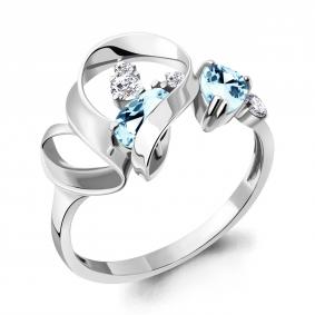 Серебряное кольцо AQUAMARINE А6953202А с топазом и фианитом А6953202А фото