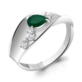 Серебряное кольцо AQUAMARINE А6953409А с фианитом и агатом А6953409А фото