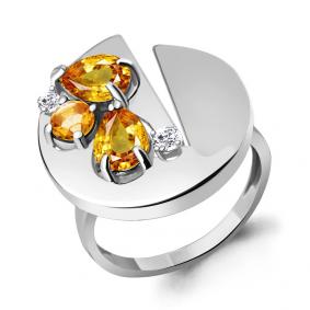 Серебряное кольцо AQUAMARINE А6953606А с фианитом и цитрином А6953606А фото