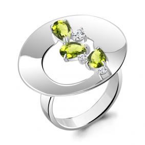 Серебряное кольцо AQUAMARINE А6953907А с фианитом и хризолитом А6953907А фото