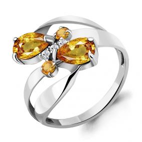 Серебряное кольцо AQUAMARINE А6954106А с фианитом и цитрином А6954106А фото