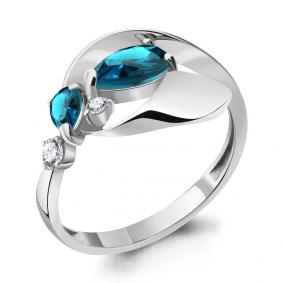 Серебряное кольцо AQUAMARINE А6954108А с фианитом и Лондон топазом А6954108А фото