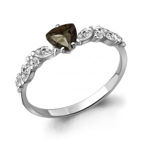 Серебряное кольцо AQUAMARINE А6954701А с фианитом и кварцем А6954701А фото