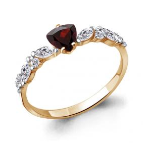 Кольцо из золочёного серебра AQUAMARINE А6954703А-п с фианитом и гранатом А6954703А-п фото