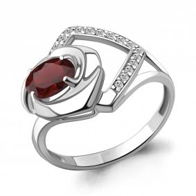 Серебряное кольцо AQUAMARINE А6955603А с фианитом и гранатом А6955603А фото