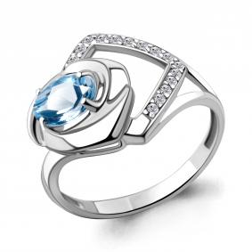 Серебряное кольцо AQUAMARINE А6955605А с топазом и фианитом А6955605А фото