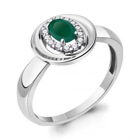 Серебряное кольцо AQUAMARINE А6955709А с фианитом и агатом А6955709А фото