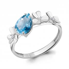 Серебряное кольцо AQUAMARINE А6956005А с топазом и фианитом А6956005А фото