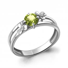 Серебряное кольцо AQUAMARINE А6956207А с фианитом и хризолитом А6956207А фото