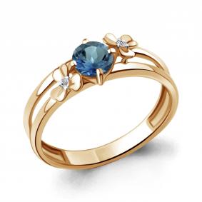 Кольцо из золочёного серебра AQUAMARINE А6956208А-п с фианитом и Лондон топазом А6956208А-п фото