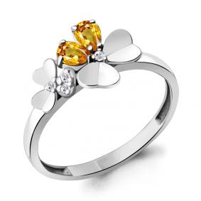 Серебряное кольцо AQUAMARINE А6956306А с фианитом и цитрином А6956306А фото