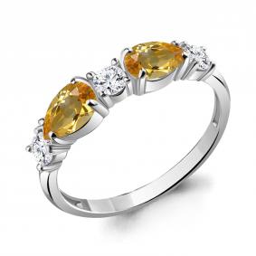 Серебряное кольцо AQUAMARINE А6956506А с фианитом и цитрином А6956506А фото