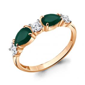 Кольцо из золочёного серебра AQUAMARINE А6956509А-п с фианитом и агатом А6956509А-п фото