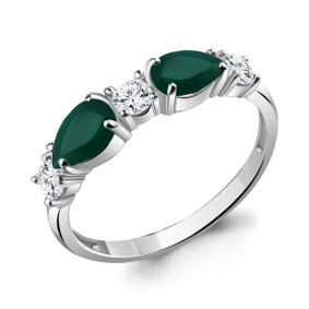 Серебряное кольцо AQUAMARINE А6956509А с фианитом и агатом А6956509А фото