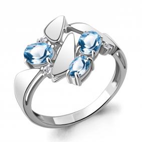 Серебряное кольцо AQUAMARINE А6957505А с топазом и фианитом А6957505А фото