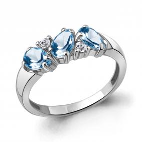 Серебряное кольцо AQUAMARINE А6958405А с топазом и фианитом А6958405А фото