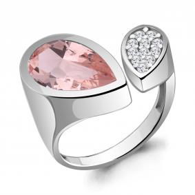 Серебряное кольцо AQUAMARINE А6958890А с фианитом и морганитом А6958890А фото