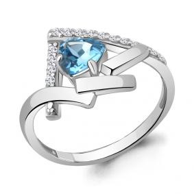 Серебряное кольцо AQUAMARINE А6959005А с топазом и фианитом А6959005А фото