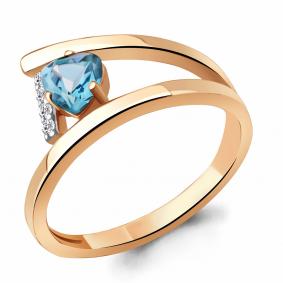 Кольцо из золочёного серебра AQUAMARINE А6959105А-п с топазом и фианитом А6959105А-п фото