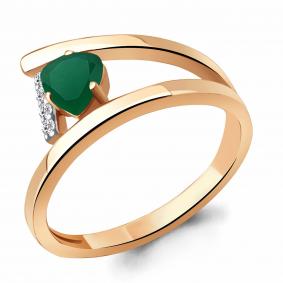 Кольцо из золочёного серебра AQUAMARINE А6959109А-п с фианитом и агатом А6959109А-п фото
