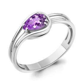 Серебряное кольцо AQUAMARINE А6960704 с аметистом А6960704 фото