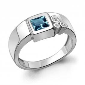 Серебряное кольцо AQUAMARINE А6960808А с фианитом и Лондон топазом А6960808А фото