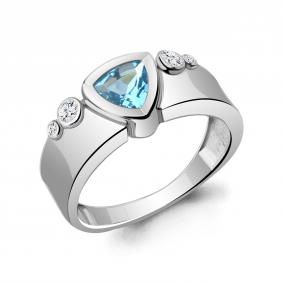 Серебряное кольцо AQUAMARINE А6960905А с топазом и фианитом А6960905А фото